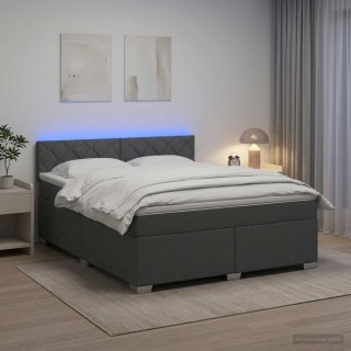 Łóżko Box Spring z materacem i LED ciemnoszary 160 x 200 cm