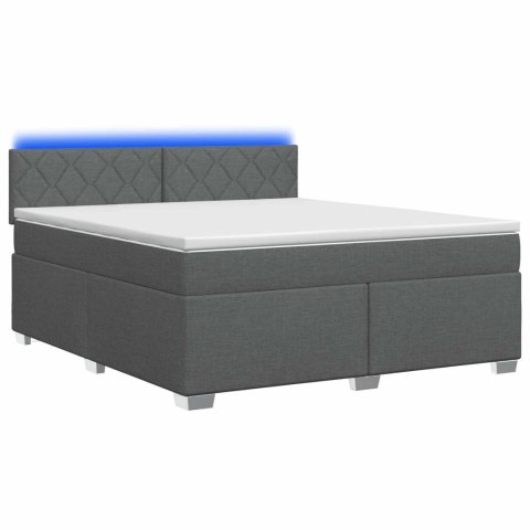 Łóżko Box Spring z materacem i LED ciemnoszary 180 x 200 cm