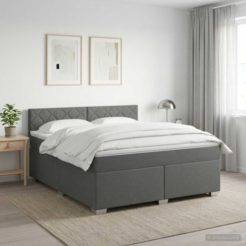 Łóżko Box Spring z materacem i LED ciemnoszary 180 x 200 cm