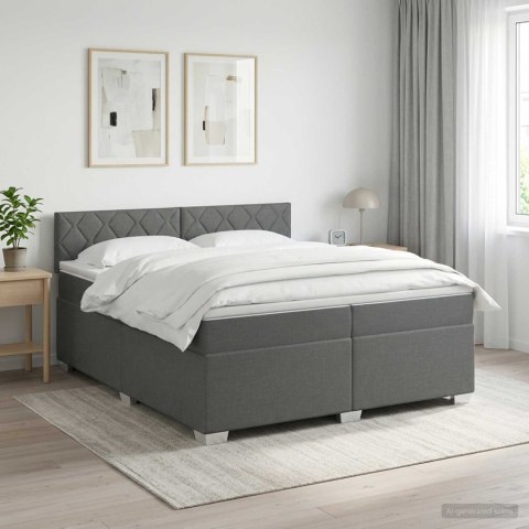 Łóżko Box Spring z materacem i LED ciemnoszary 200 x 200 cm