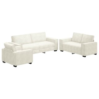 3-częściowy komplet wypoczynkowy, obity aksamitem, kremowa