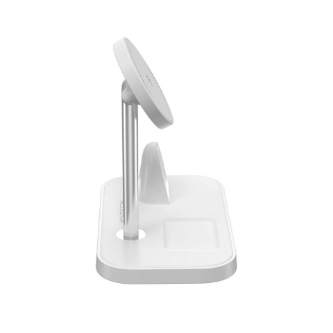 Ładowarka indukcyjna 3w1 ze stojakiem na smartfon Apple Watch AirPods MagSafe - biała