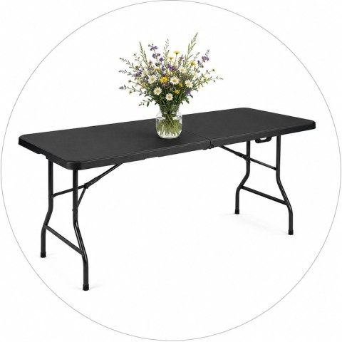 Stół ogrodowy składany 180 cm czarny HDPE walizka kempingowy