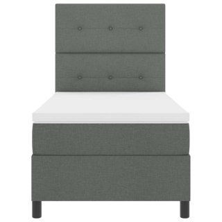 VidaXL Łóżko sprężynowe z paskami LED ciemno szary 90 x 190 cm tkanina