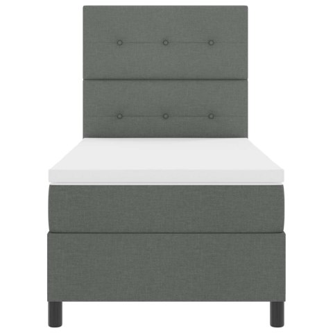 VidaXL Łóżko sprężynowe z paskami LED ciemno szary 90 x 200 cm tkanina