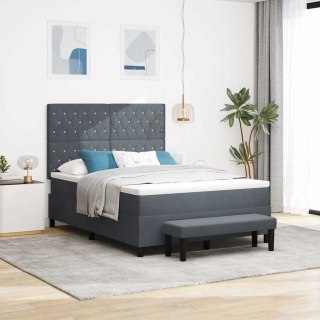 VidaXL Łóżko sprężynowe Z zagłówkiem Ciemnoszary 200 x 140 cm Aksamit