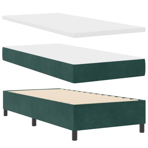 VidaXL Łóżko sprężynowe Z zagłówkiem Ciemnozielony 200 x 90 cm Aksamit