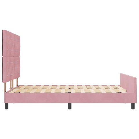 VidaXL Łóżko sprężynowe Z zagłówkiem Różowy 140 x 190 cm Aksamit
