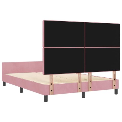 VidaXL Łóżko sprężynowe Z zagłówkiem Różowy 140 x 200 cm Aksamit
