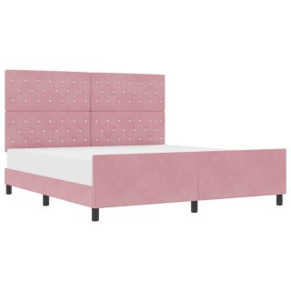 VidaXL Łóżko sprężynowe Z zagłówkiem Różowy 180 x 200 cm Aksamit