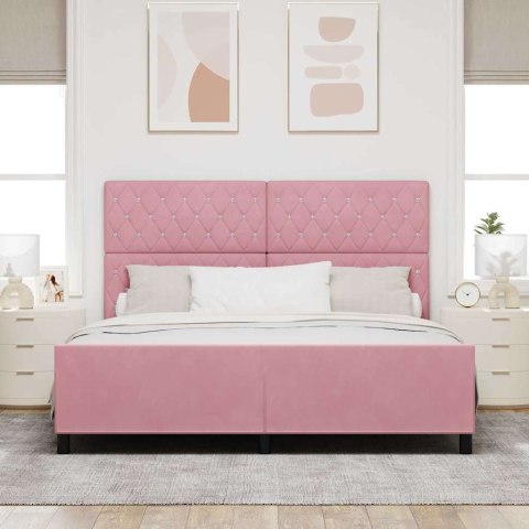 VidaXL Łóżko sprężynowe Z zagłówkiem Różowy 180 x 200 cm Aksamit