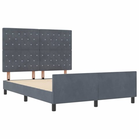 VidaXL Łóżko sprężynowe Z zagłówkiem ciemno szary 140 x 190 cm Aksamit