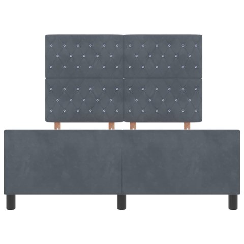 VidaXL Łóżko sprężynowe Z zagłówkiem ciemno szary 140 x 190 cm Aksamit