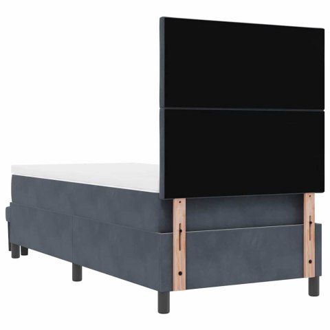 VidaXL Łóżko sprężynowe Z zagłówkiem ciemno szary 200 x 100 cm Aksamit