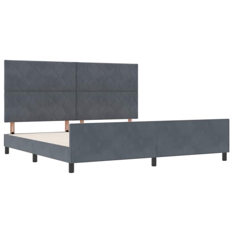 VidaXL Łóżko sprężynowe Z zagłówkiem ciemno szary 200 x 200 cm Aksamit