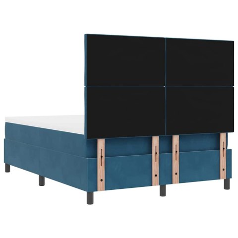 VidaXL Łóżko sprężynowe Z zagłówkiem granatowy 200 x 160 cm Aksamit