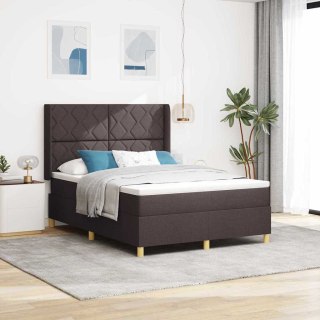VidaXL Łóżko sprężynowe z paskami LED Brązowy 140 x 200 cm tkanina