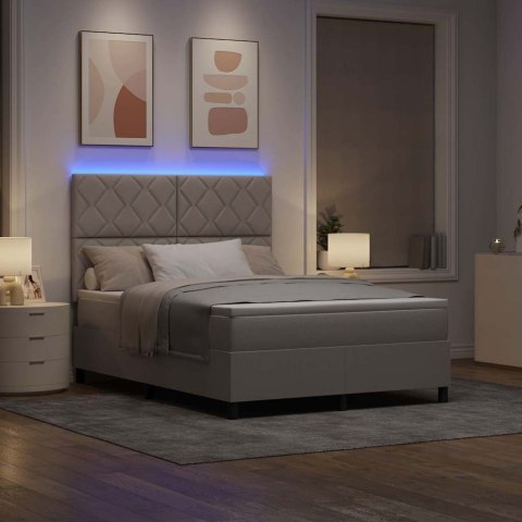 VidaXL Łóżko sprężynowe z paskami LED Ciemnoszary 140 x 190 cm tkanina