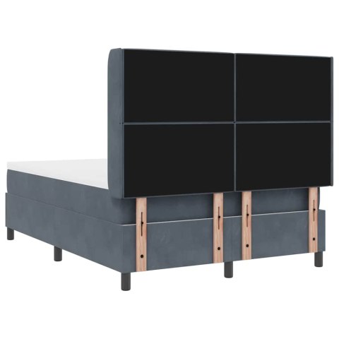 VidaXL Łóżko sprężynowe z paskami LED Ciemnoszary 140 x 200 cm Aksamit
