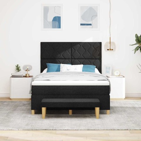 VidaXL Łóżko sprężynowe z poduszką Czarny 200 x 140 cm tkanina