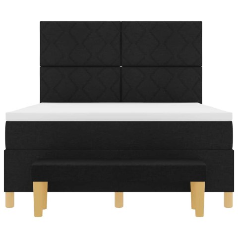 VidaXL Łóżko sprężynowe z poduszką Czarny 200 x 140 cm tkanina