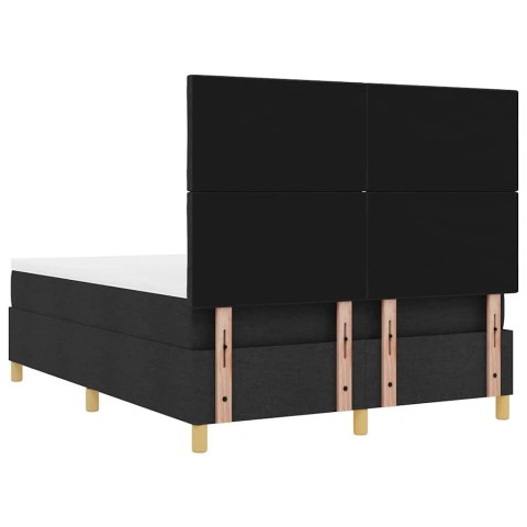 VidaXL Łóżko sprężynowe z poduszką Czarny 200 x 140 cm tkanina