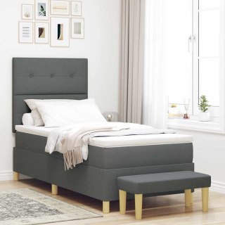 VidaXL Łóżko sprężynowe z poduszką ciemno szary 200 x 90 cm tkanina