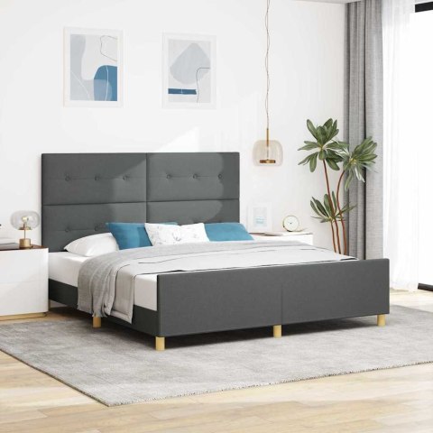 VidaXL Ramka łóżka Z zagłówkiem ciemno szary 180 x 200 cm tkanina