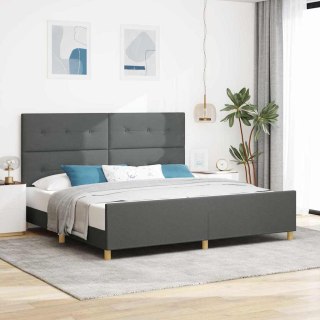 VidaXL Ramka łóżka Z zagłówkiem ciemno szary 200 x 200 cm tkanina
