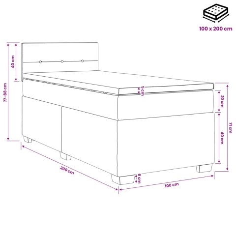 VidaXL Łóżko kontynentalne z materacem Ciemnoniebieski 100 x 200 cm