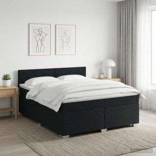 VidaXL Łóżko kontynentalne z materacem Czarny 140 x 190 cm tkanina