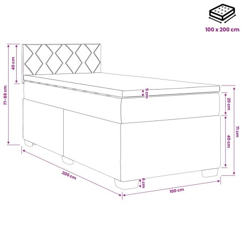 VidaXL Łóżko kontynentalne z materacem ciemnoszary 100 x 200 cm Welur