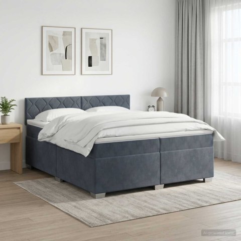 VidaXL Łóżko kontynentalne z materacem ciemnoszary 200 x 200 cm Welur