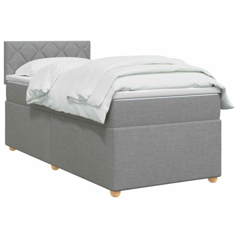 VidaXL Łóżko kontynentalne z materacem jasnoszary 100 x 200 cm tkanina