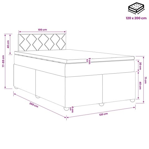VidaXL Łóżko kontynentalne z materacem jasnoszary 120 x 200 cm tkanina