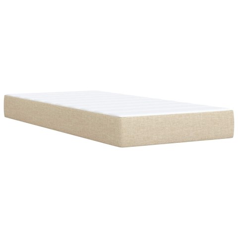 VidaXL Łóżko kontynentalne z materacem kremowy 100 x 200 cm tkanina