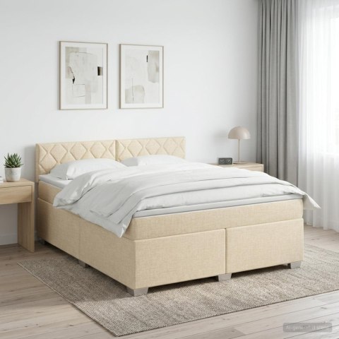 VidaXL Łóżko kontynentalne z materacem kremowy 160 x 200 cm tkanina