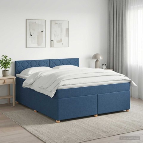 VidaXL Łóżko kontynentalne z materacem niebieski 140 x 190 cm tkanina