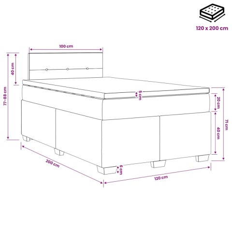 VidaXL Łóżko kontynentalne z materacem różowy 120 x 200 cm Welur