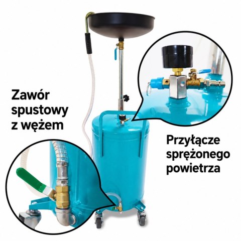 Przenośna mobilna Zlewarka do oleju Warsztatowa Regulowana ze zbiornikiem 80L