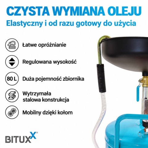 Przenośna mobilna Zlewarka do oleju Warsztatowa Regulowana ze zbiornikiem 80L