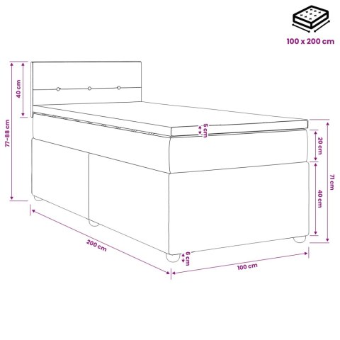 VidaXL Łóżko kontynentalne z materacem Ciemnoszary 100 x 200 cm
