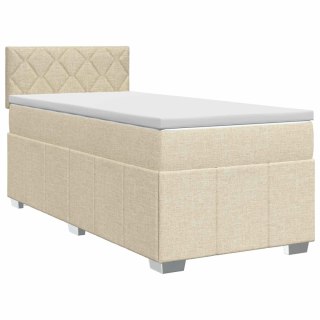 VidaXL Łóżko kontynentalne z materacem kremowy 100 x 200 cm tkanina