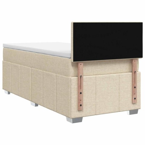 VidaXL Łóżko kontynentalne z materacem kremowy 100 x 200 cm tkanina