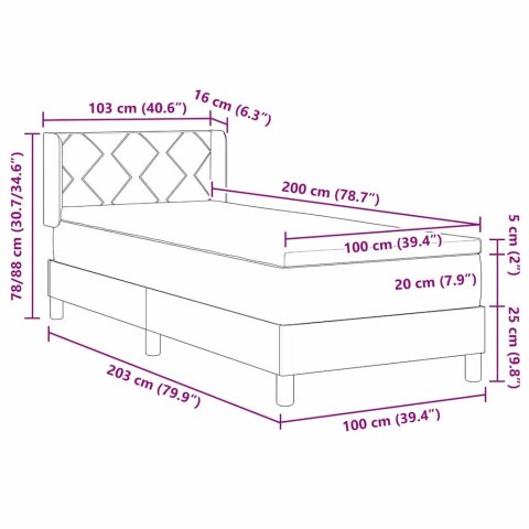 VidaXL Łóżko sprężynowe Z zagłówkiem Kremowy 200 x 100 cm tkanina