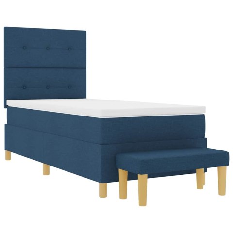 VidaXL Łóżko sprężynowe Z zagłówkiem Niebieski 200 x 90 cm tkanina
