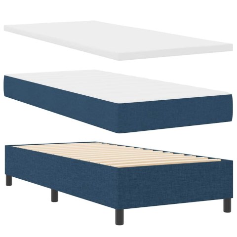 VidaXL Łóżko sprężynowe Z zagłówkiem Niebieski 90 x 190 cm tkanina