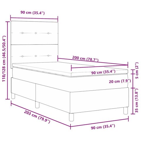 VidaXL Łóżko sprężynowe Z zagłówkiem Niebieski 90 x 200 cm tkanina
