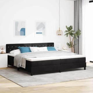 VidaXL Łóżko sprężynowe z materacem Czarny 200 x 200 cm Aksamit