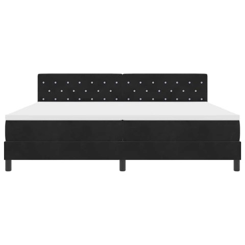 VidaXL Łóżko sprężynowe z materacem Czarny 200 x 200 cm Aksamit